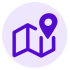 Map with a point on the end destination