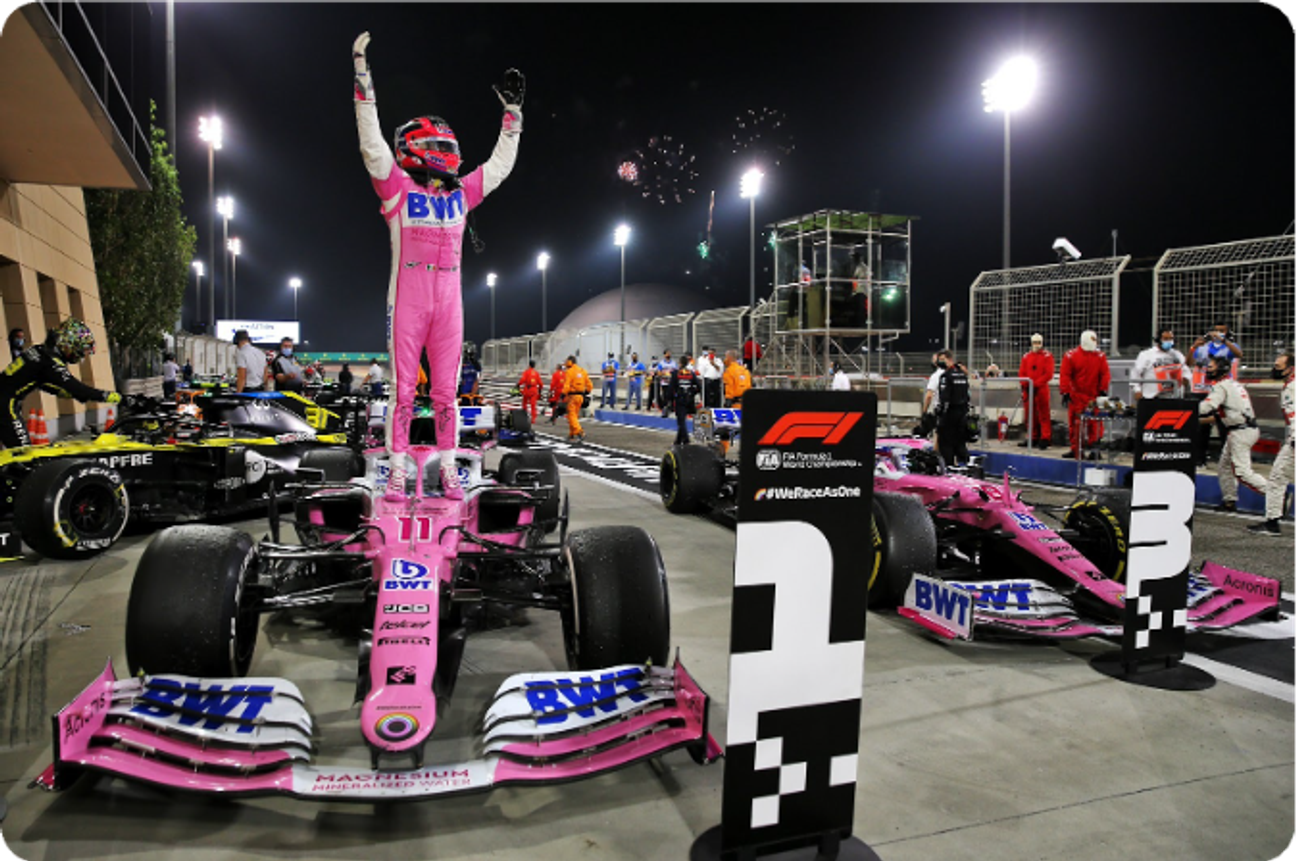 BWT Racing Point Formula Uno sul podio dopo una gara