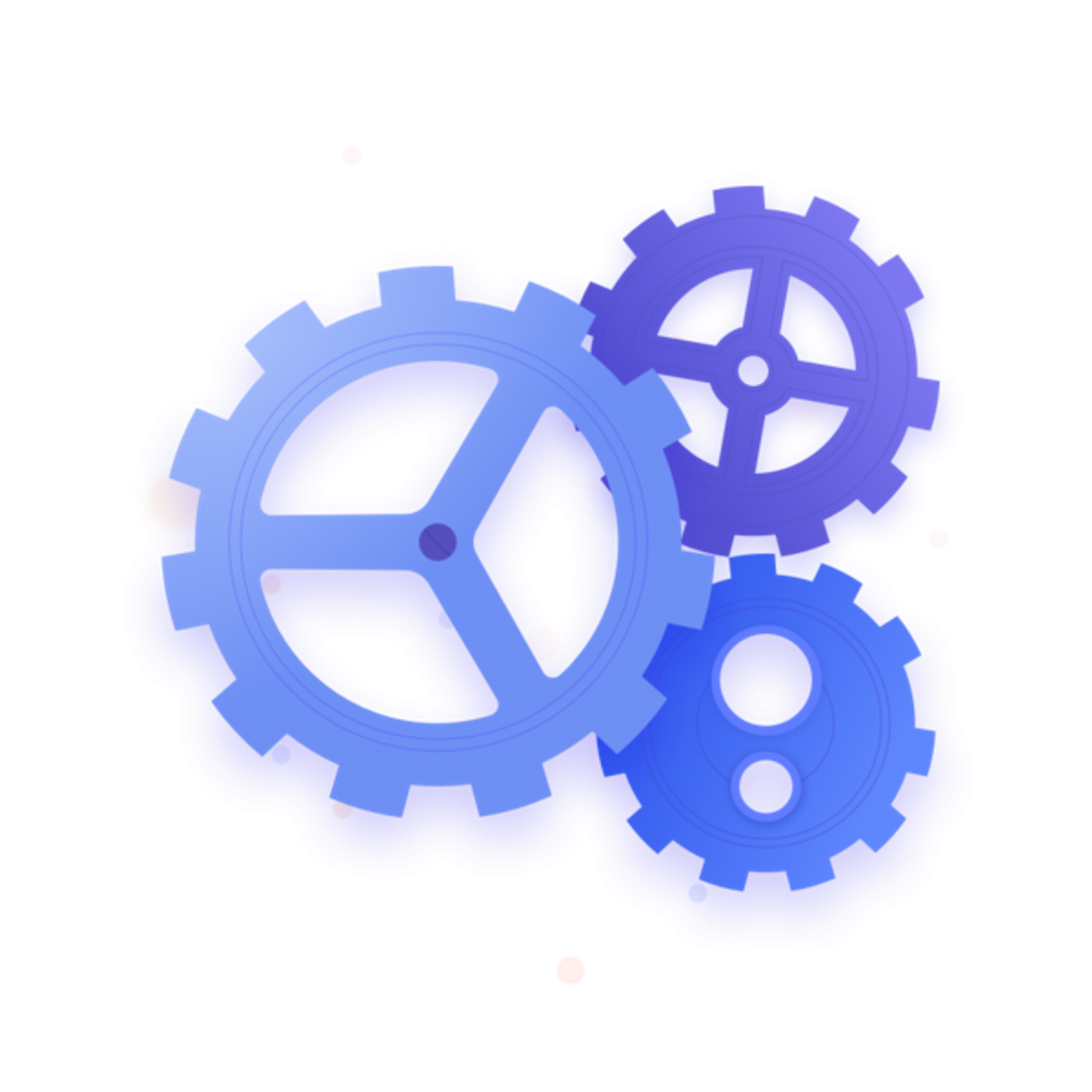 Three interconnecting cogs.