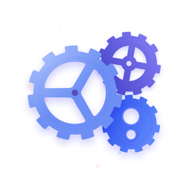 Three interconnecting cogs.