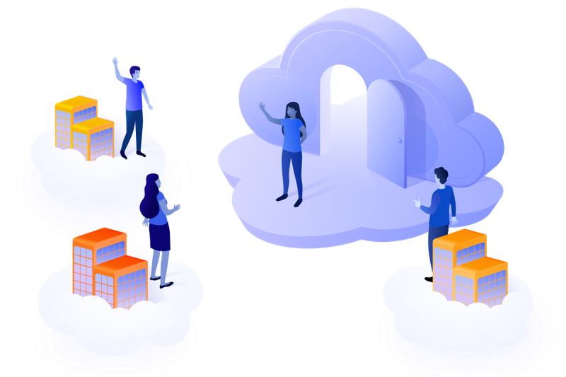Person presenting on a cloud stage