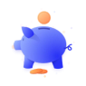 Piggy bank with coin being added