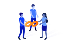 Three people and DevOps loop