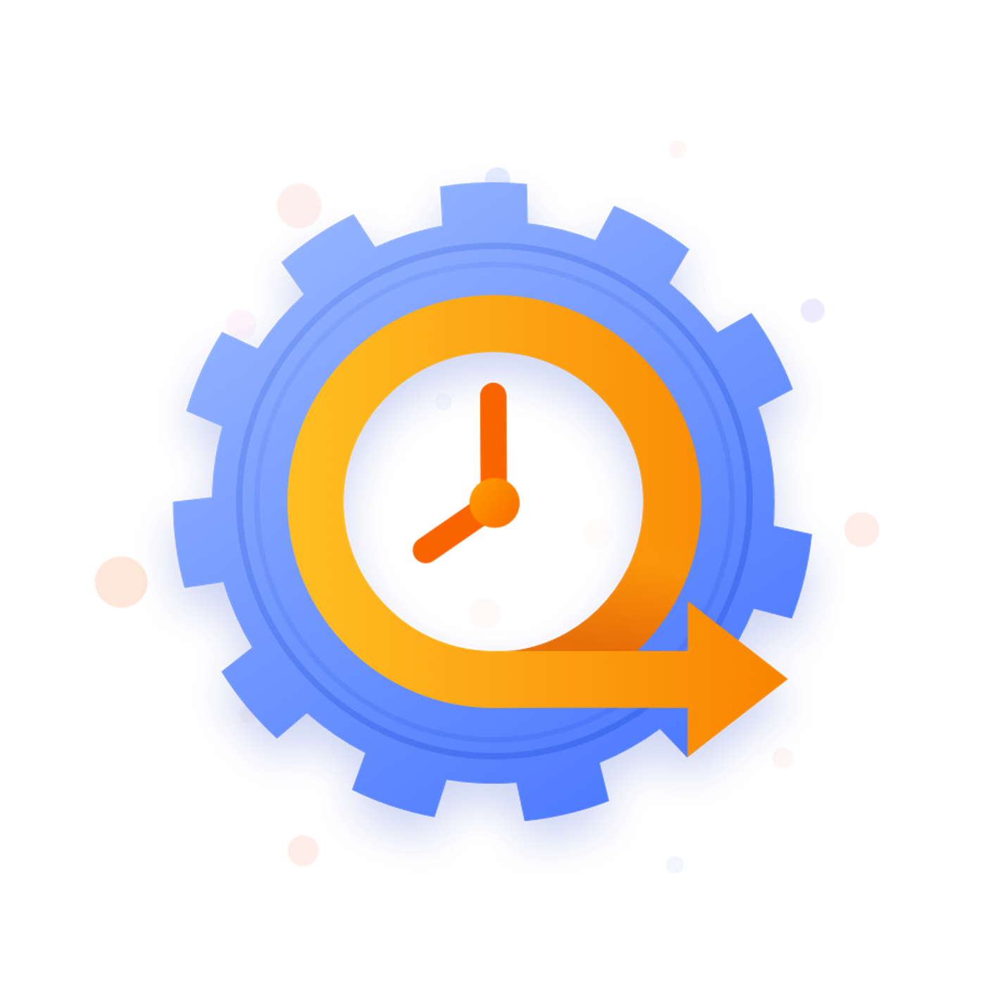 Cog with a clock inside and arrow