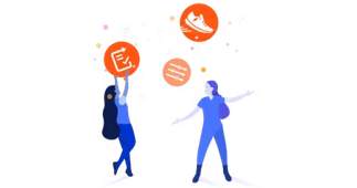 people reaching out and holding app bubbles