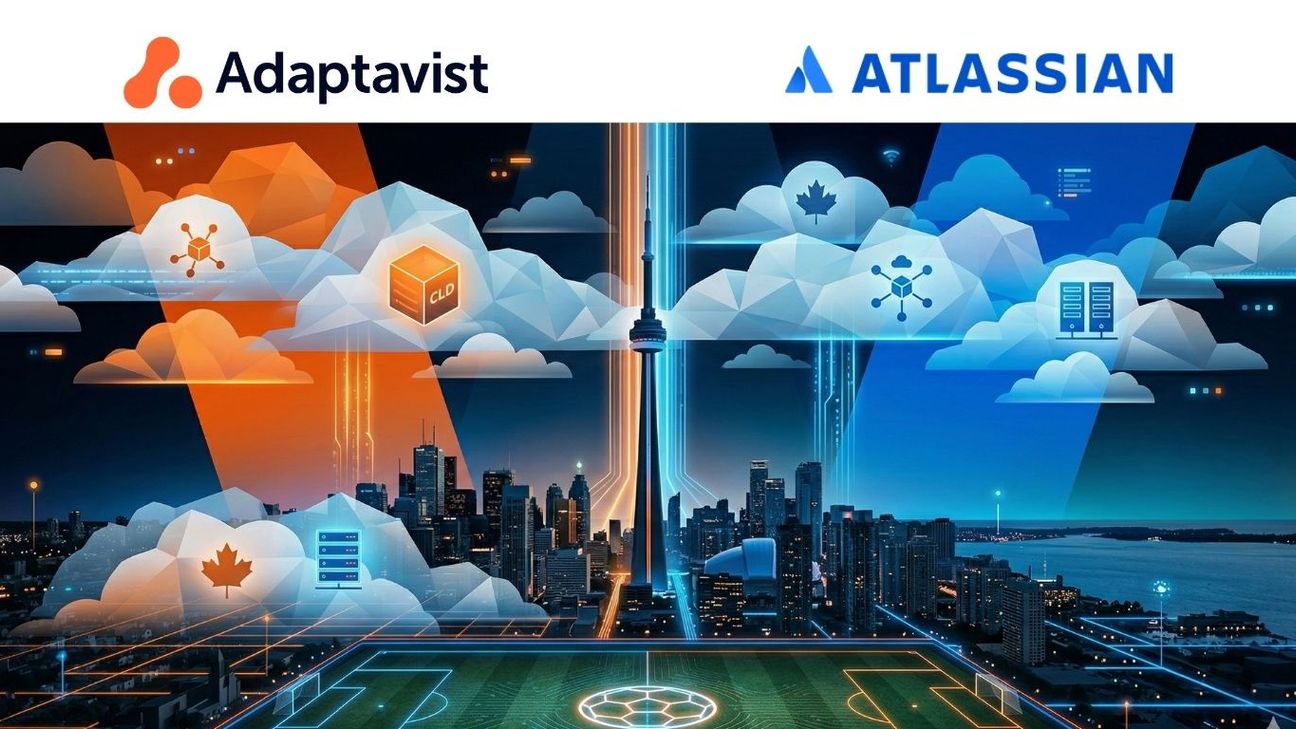 soccer field with adaptavist and atlassian logos