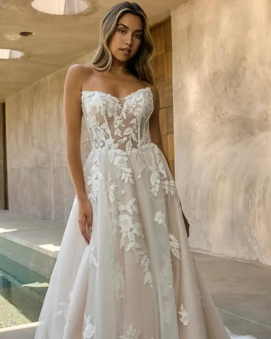 Romantic lace A line dress from Casablanca Bridal Collection