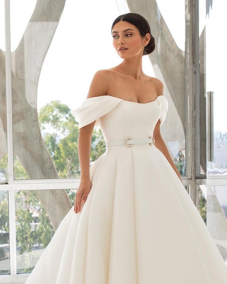 Satin ball gown wedding dress from Pronovias collection