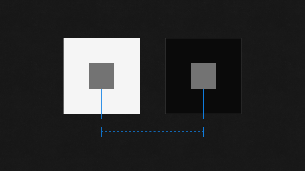 Dos cuadrados del mismo gris, uno sobre blanco y otro sobre negro, que parecen de tonos distintos.