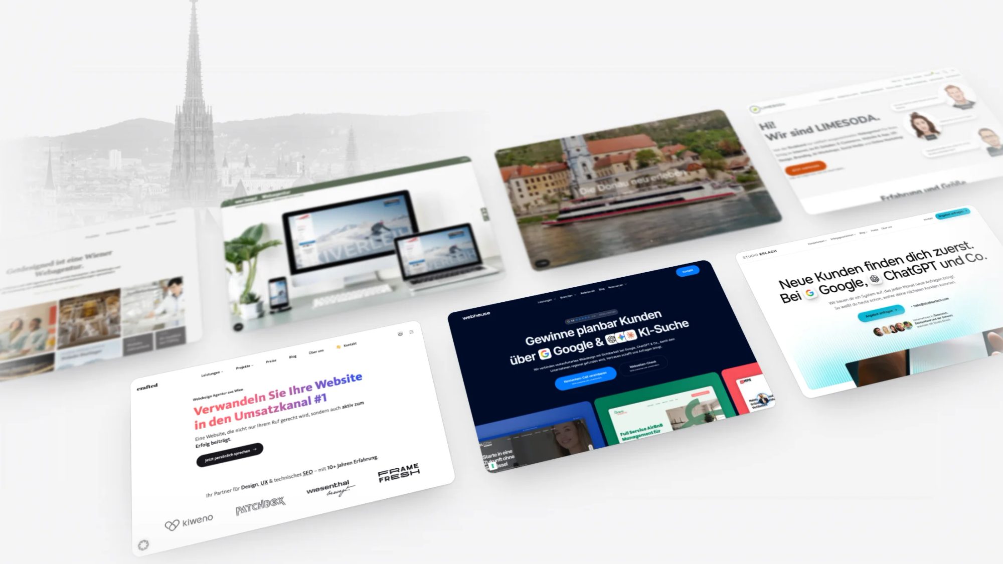 Beste Webdesign-Agentur Wien: die Websites der sieben verglichenen Agenturen vor dem Stephansdom