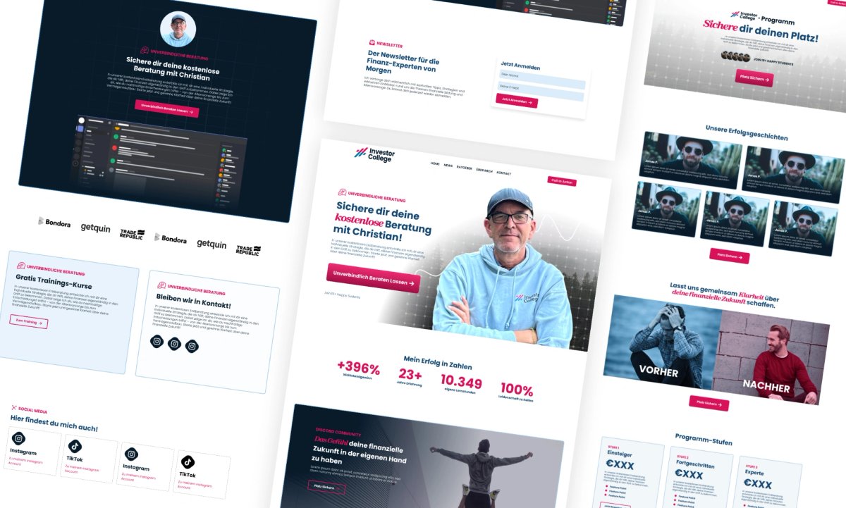 Website von Investor College, gebaut von Studio Erlach