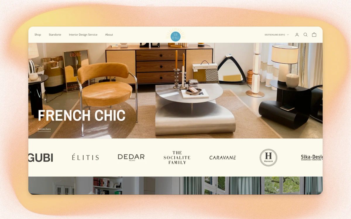 Die Website von Bon Voyage Interieur