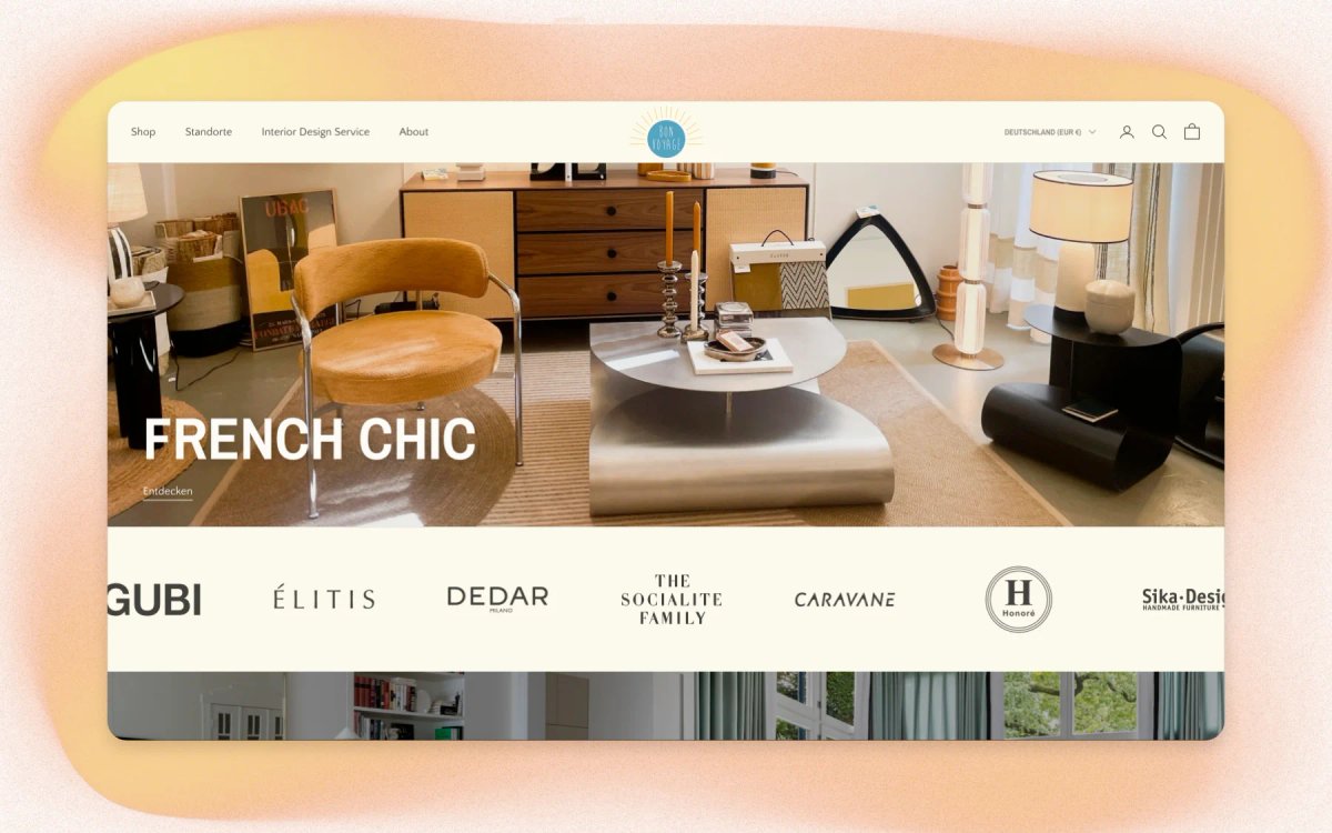 Website von Bon Voyage Interieur, gebaut von Studio Erlach