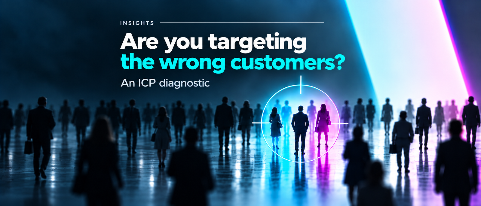 B2B customer targeting visual showing a defined ideal customer profile within a wider market