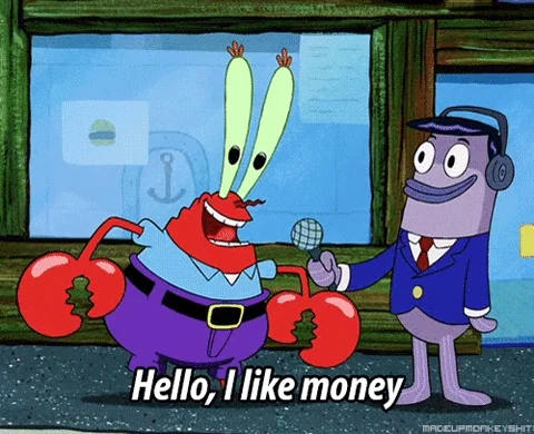 Mr Crabs Ich mag Moneten Gif