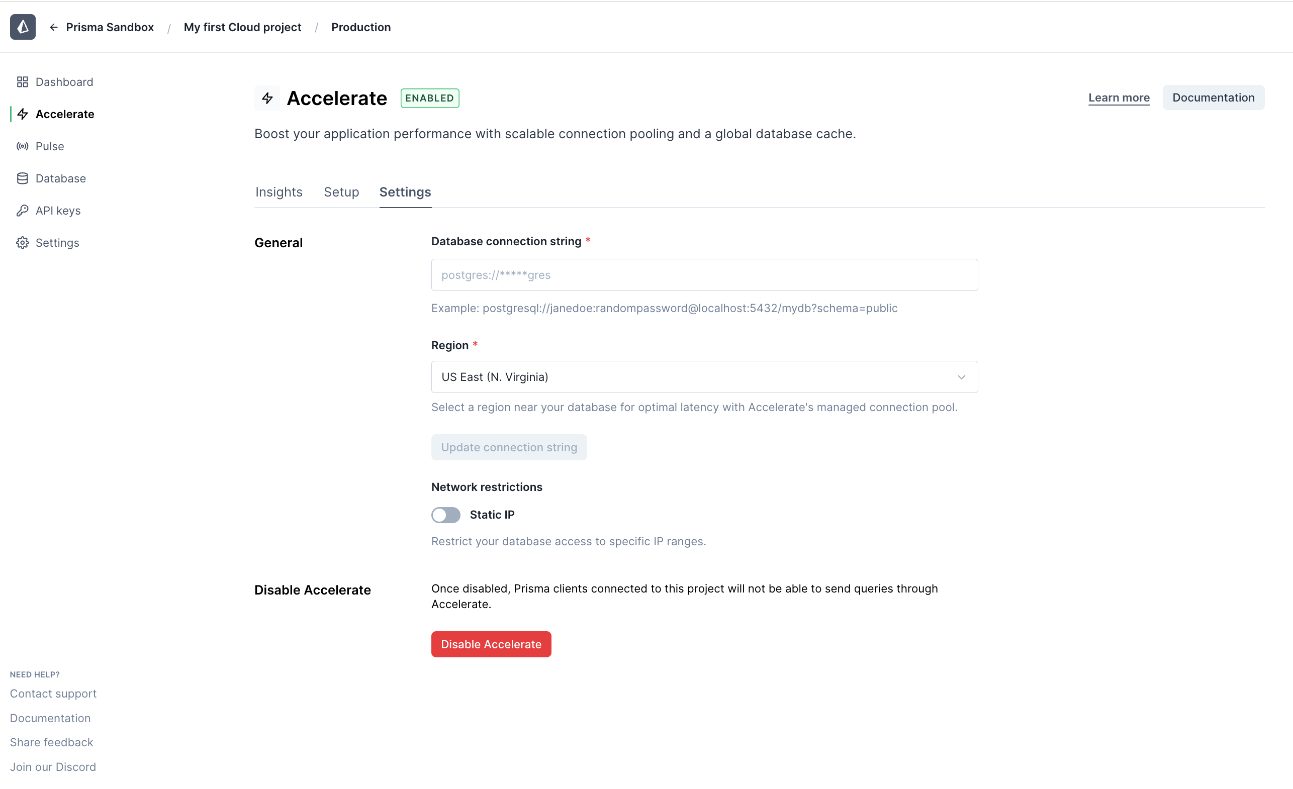 Enable static IP when updating Accelerate configuration