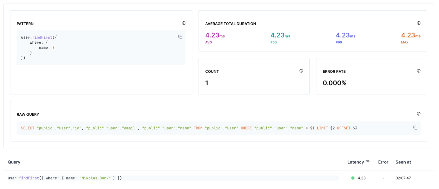 A recording consisting of a more comprehensive query performance insights