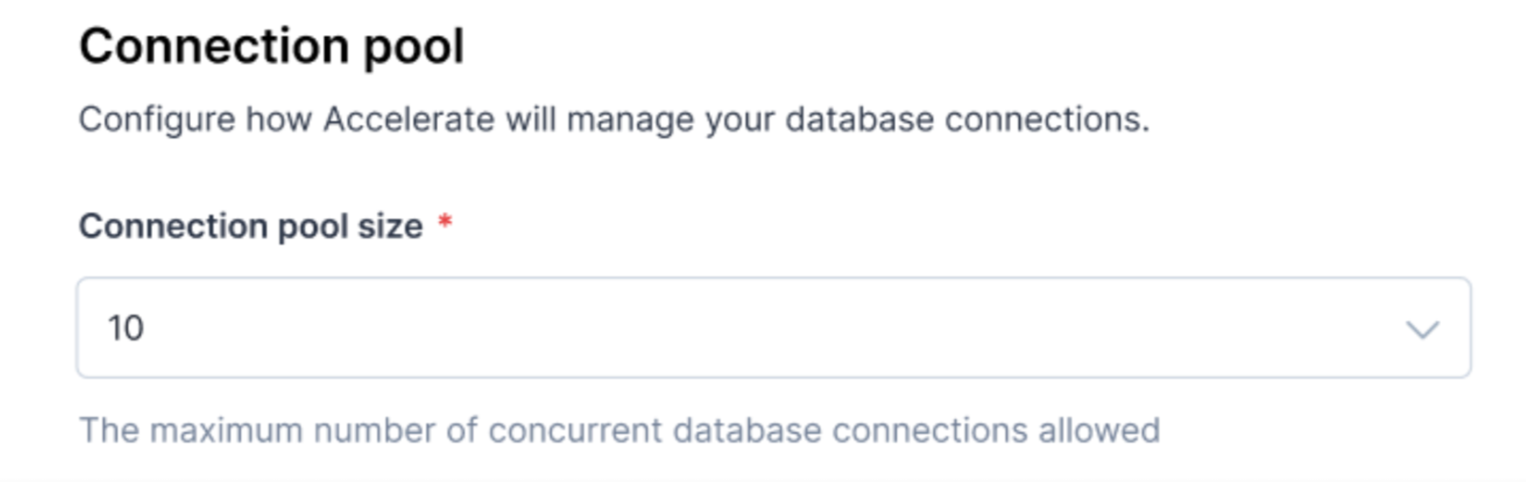 Configuring Accelerate connection pool size in Platform Console