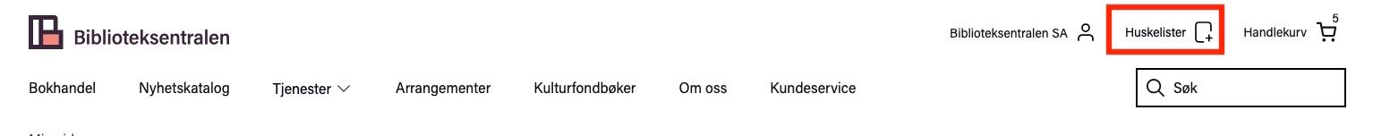 Skjermbilde av menylinjen øverst på bibliotekenes.no
