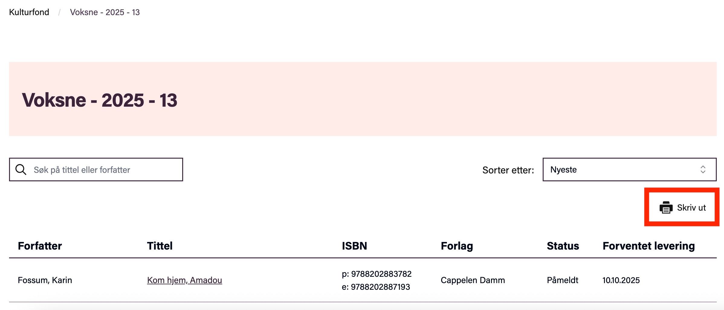 Skjermdump av kulturfondsidene på bibliotekenes.no