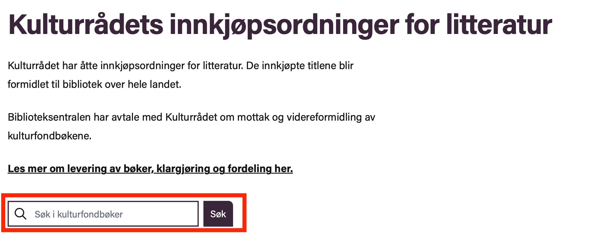 Skjermdumsøkefelt Søk i kulturfondbøker