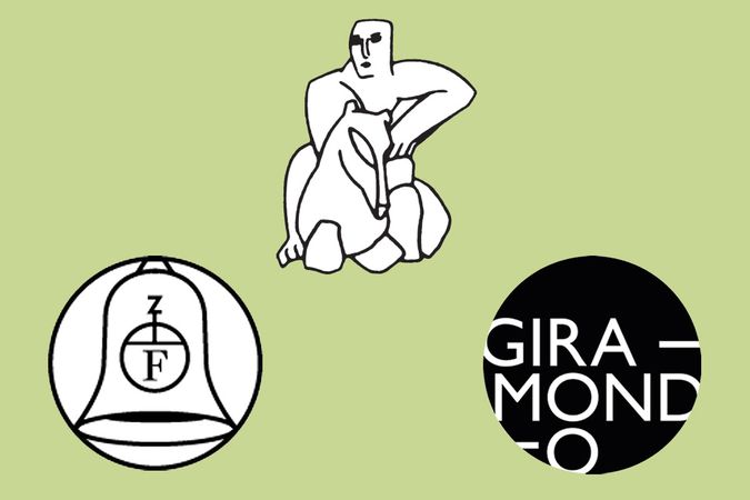 Logos of New Directions, Fitzcarraldo Editions, and Giramondo