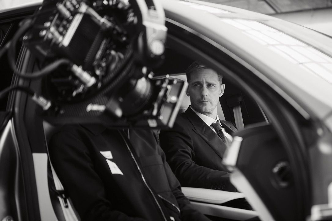 Alexander Skarsgård on set for Polestar 5 Walkaround