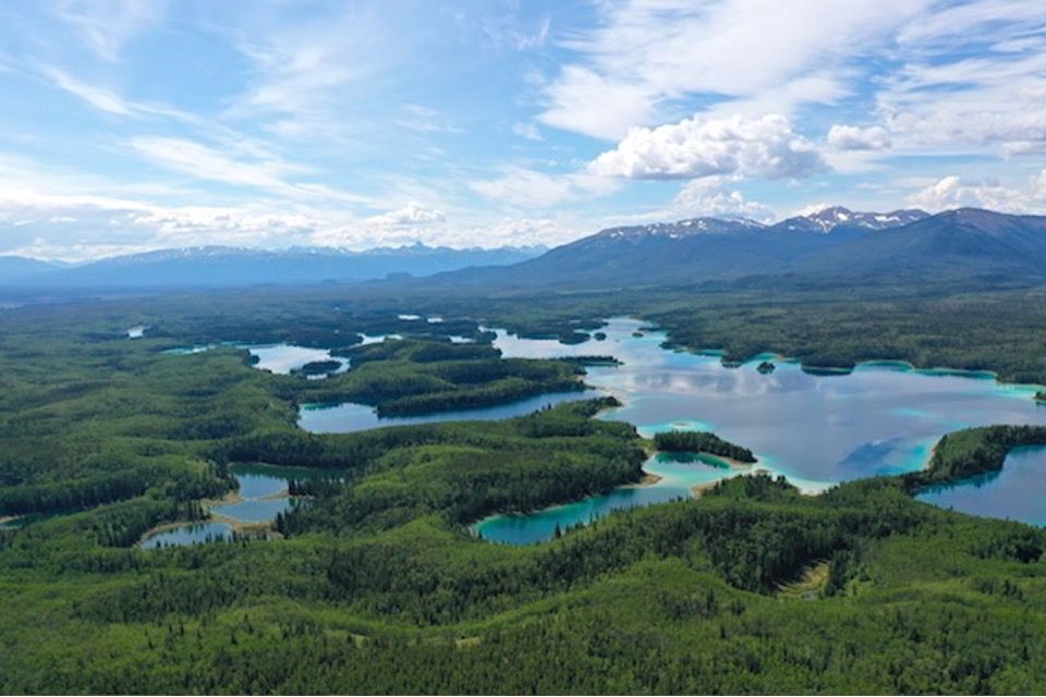 Aeriel shot of Boya Lake