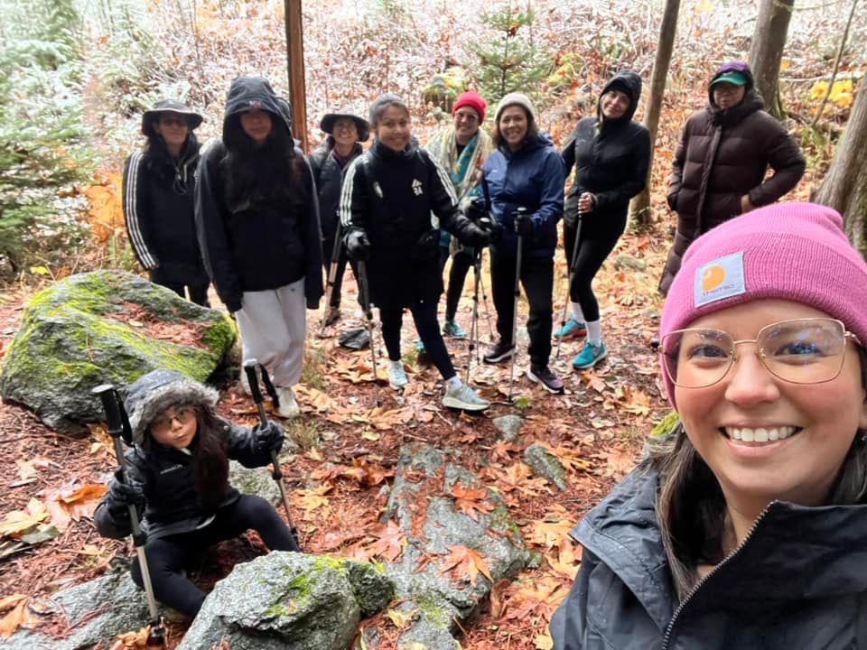 Group of hikers take a selfie
