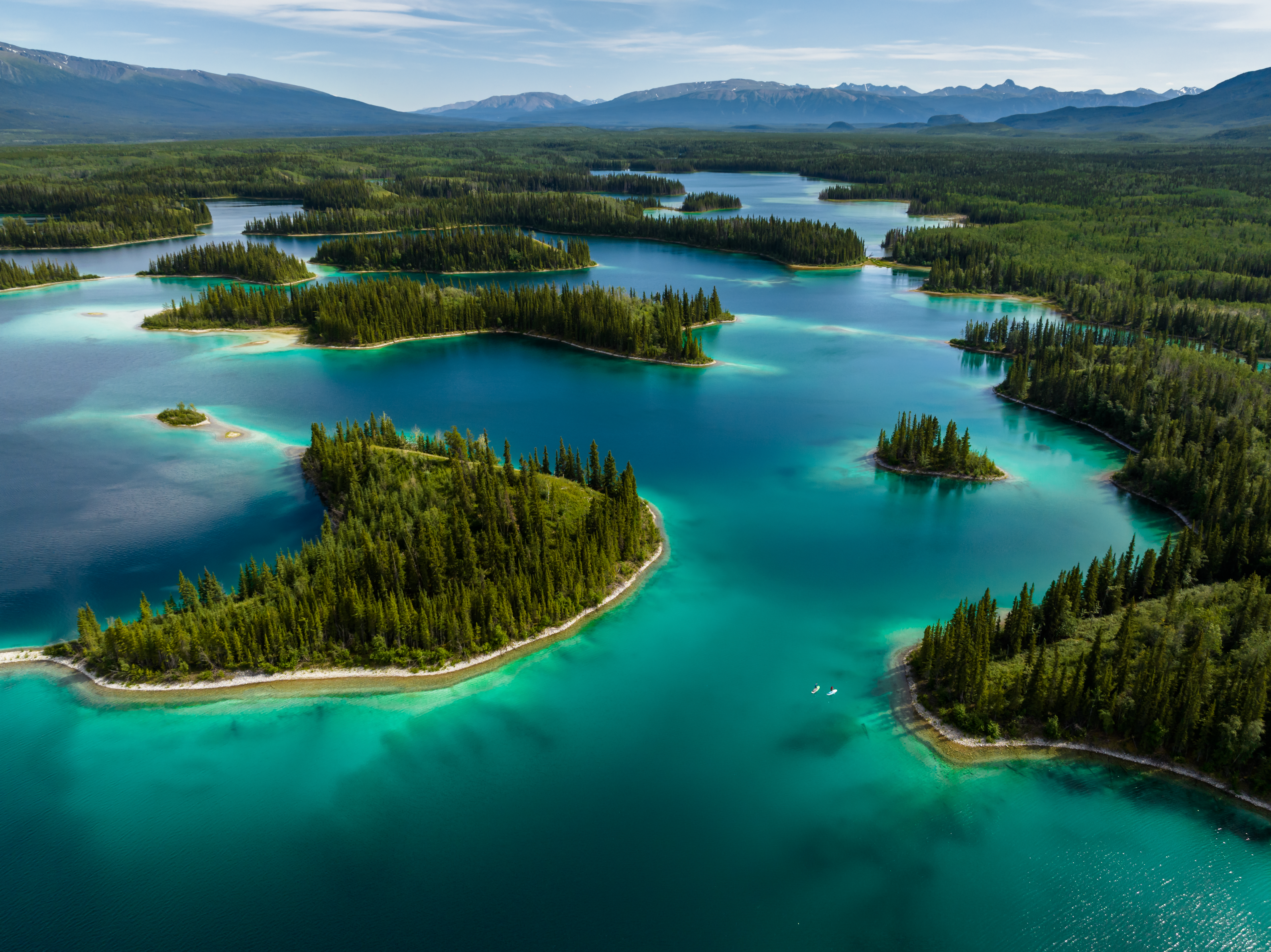 A series of islands and lakes with turquoise waters 