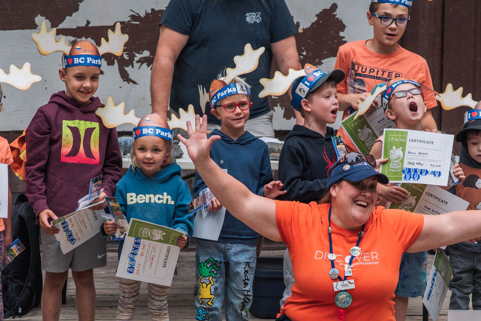 DPA celebrates with children during a Jerry's Rangers program