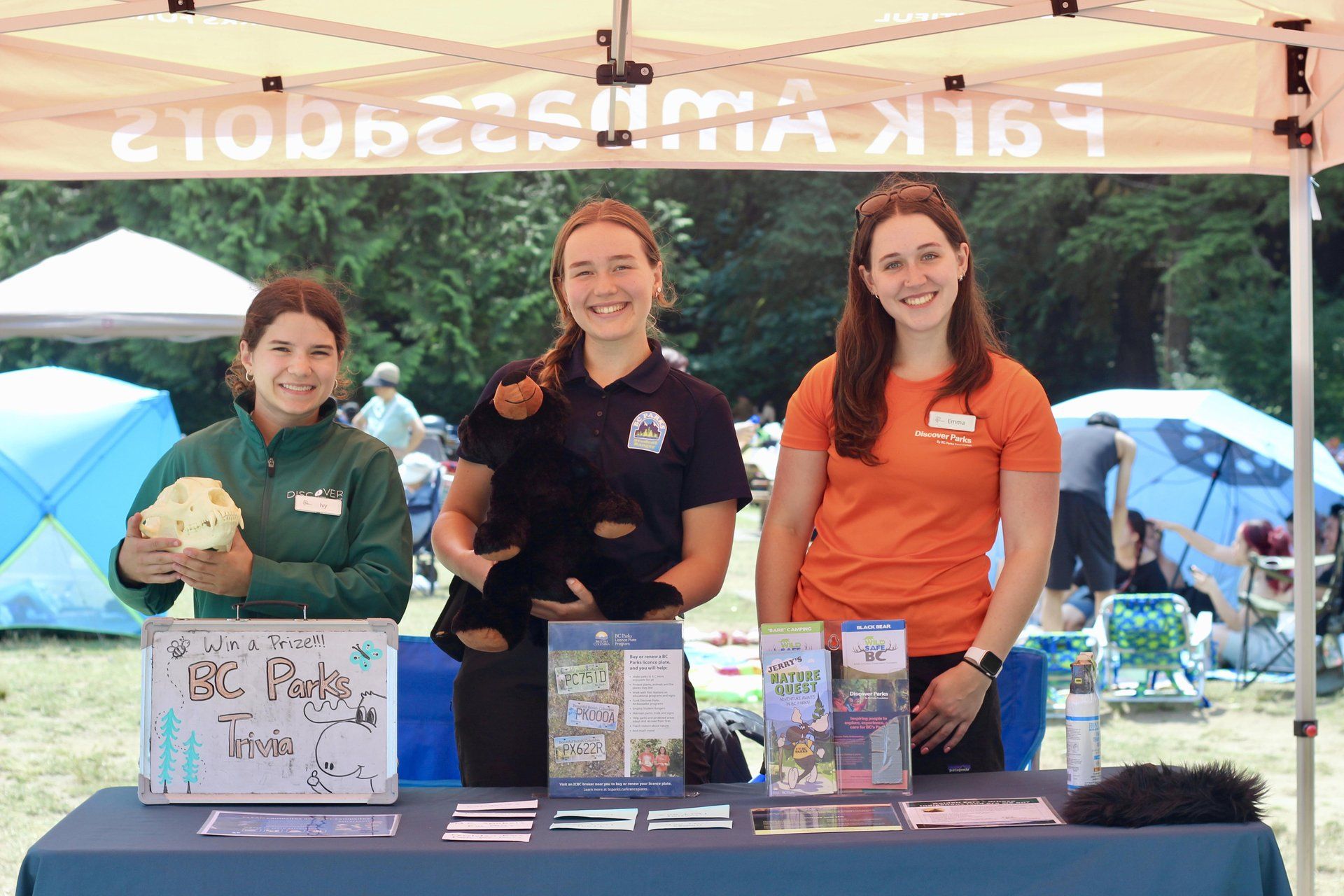 Ambassadors Ivy and Emma with BC Parks student ranger Svenja.