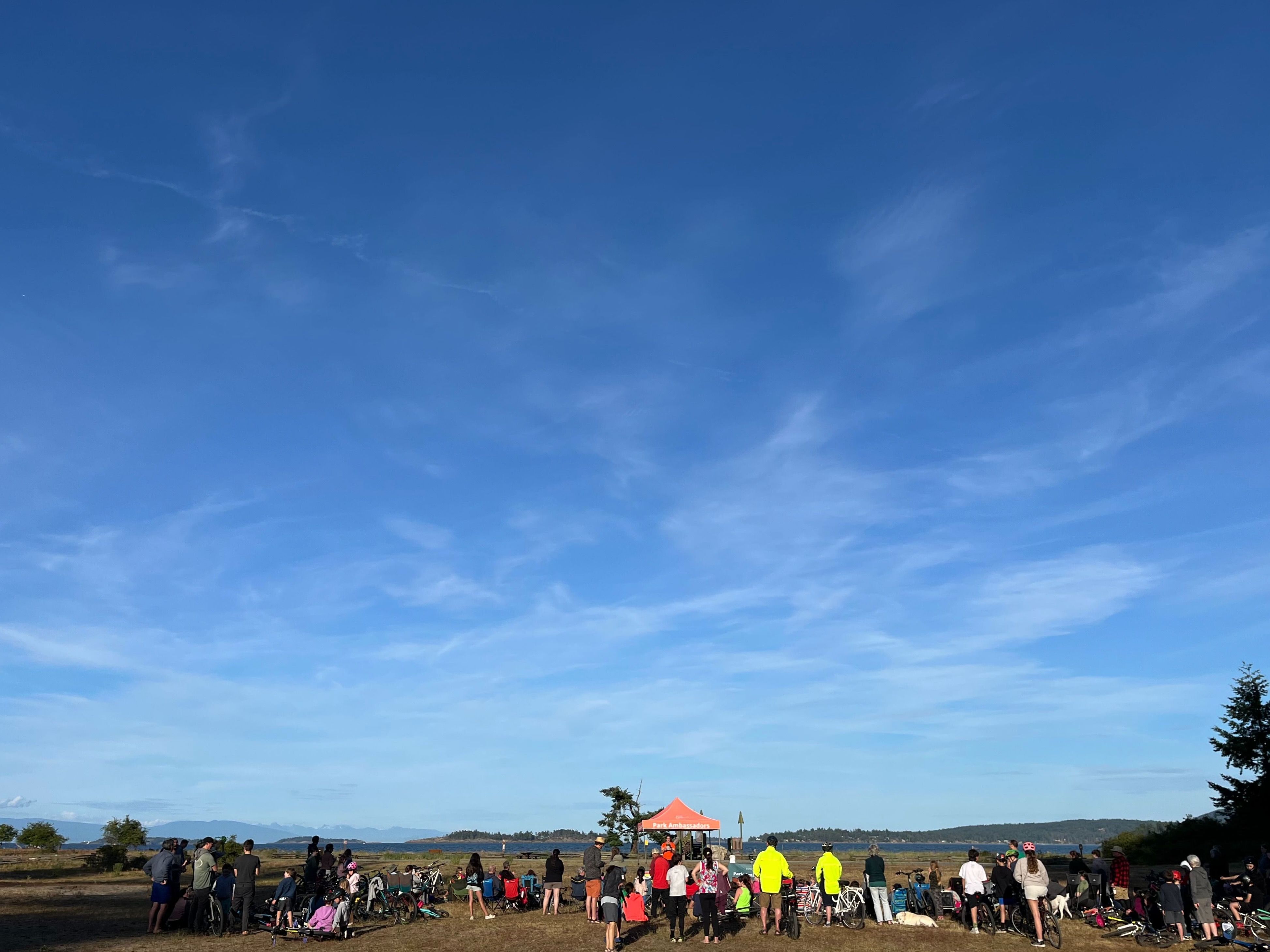 A group of campers at Rathtrevor Beach Park