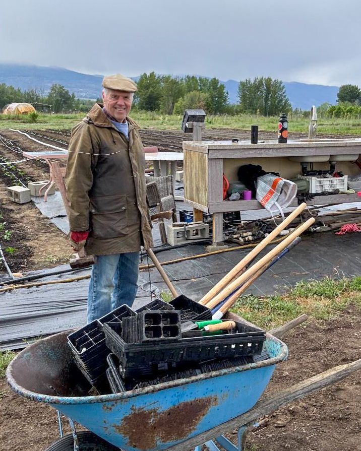 Colin Pritchard and Shauna Gardiner (coordinator for Vibrant Veggie Gardens) spend the day on Helen’s Acres Community Farm.