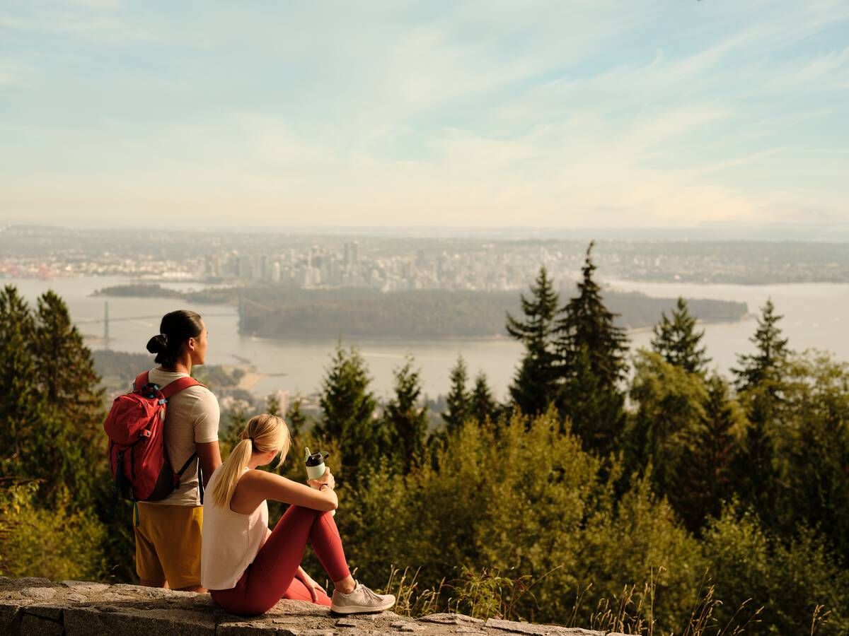 A broad expanse of mountainside looking over Vancouver.