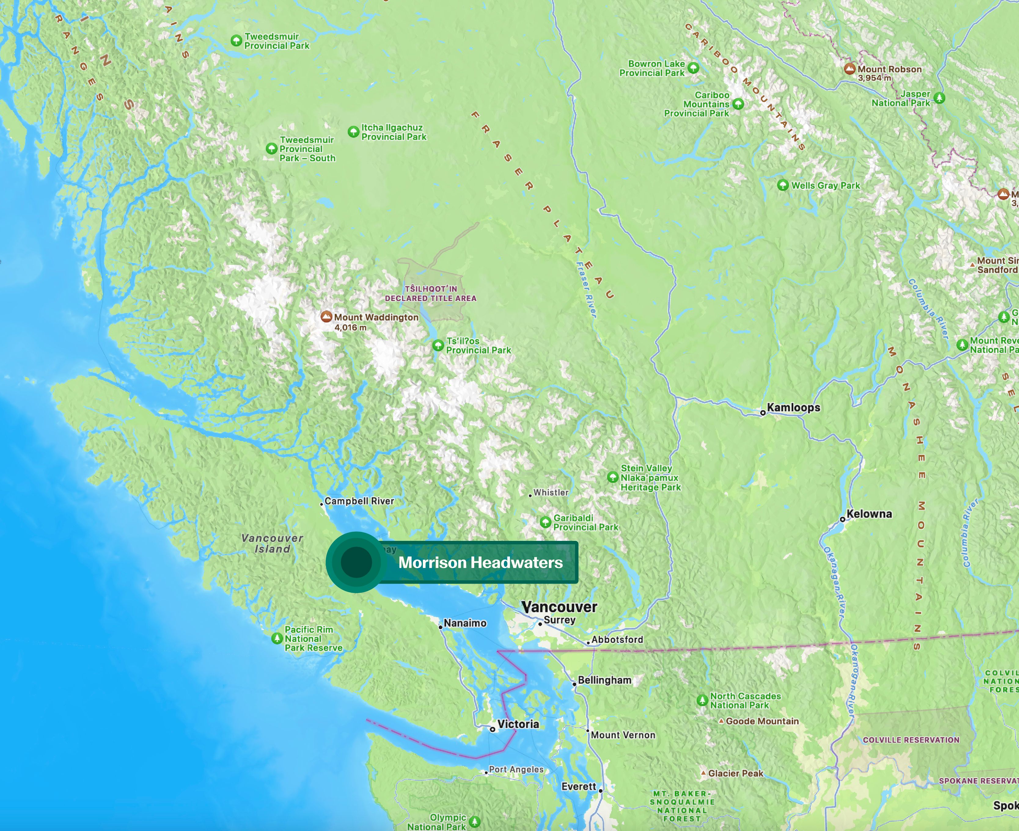 Map of Morrison Headwaters