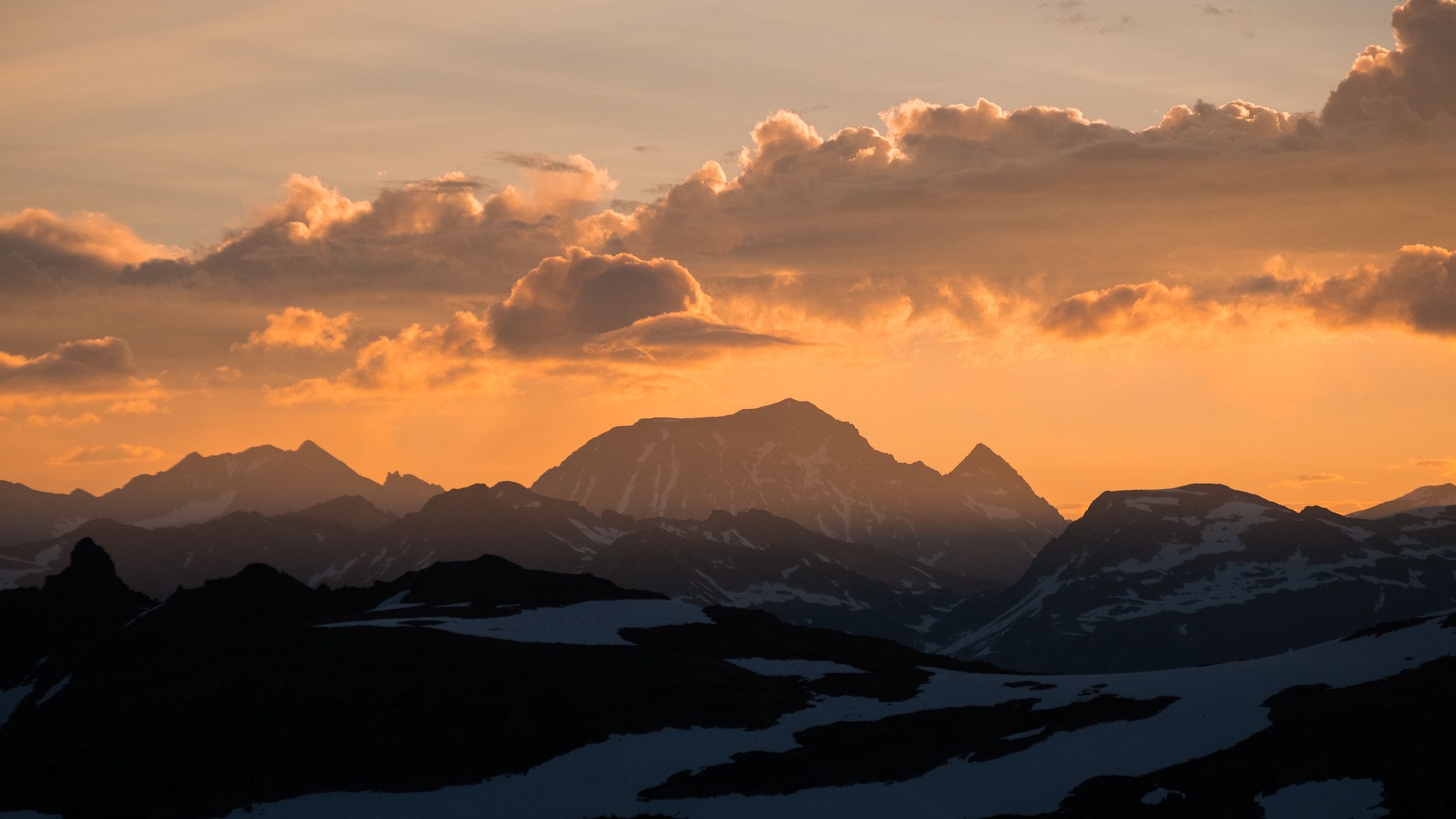 A sunset is cast over The Black Tusk, British Columbia 