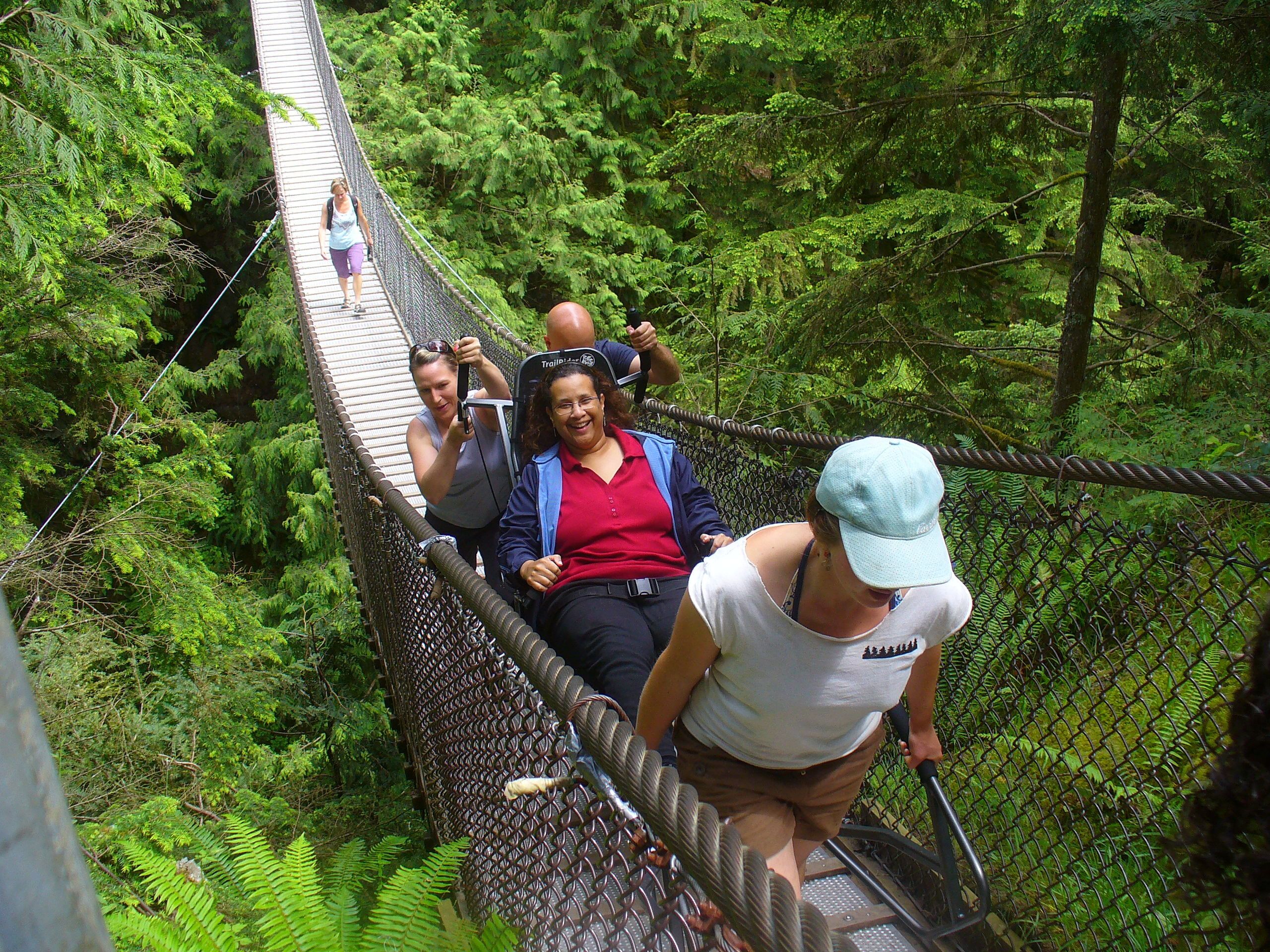 The TrailRider helps this team traverse Lynn Canyon Suspension Bridge