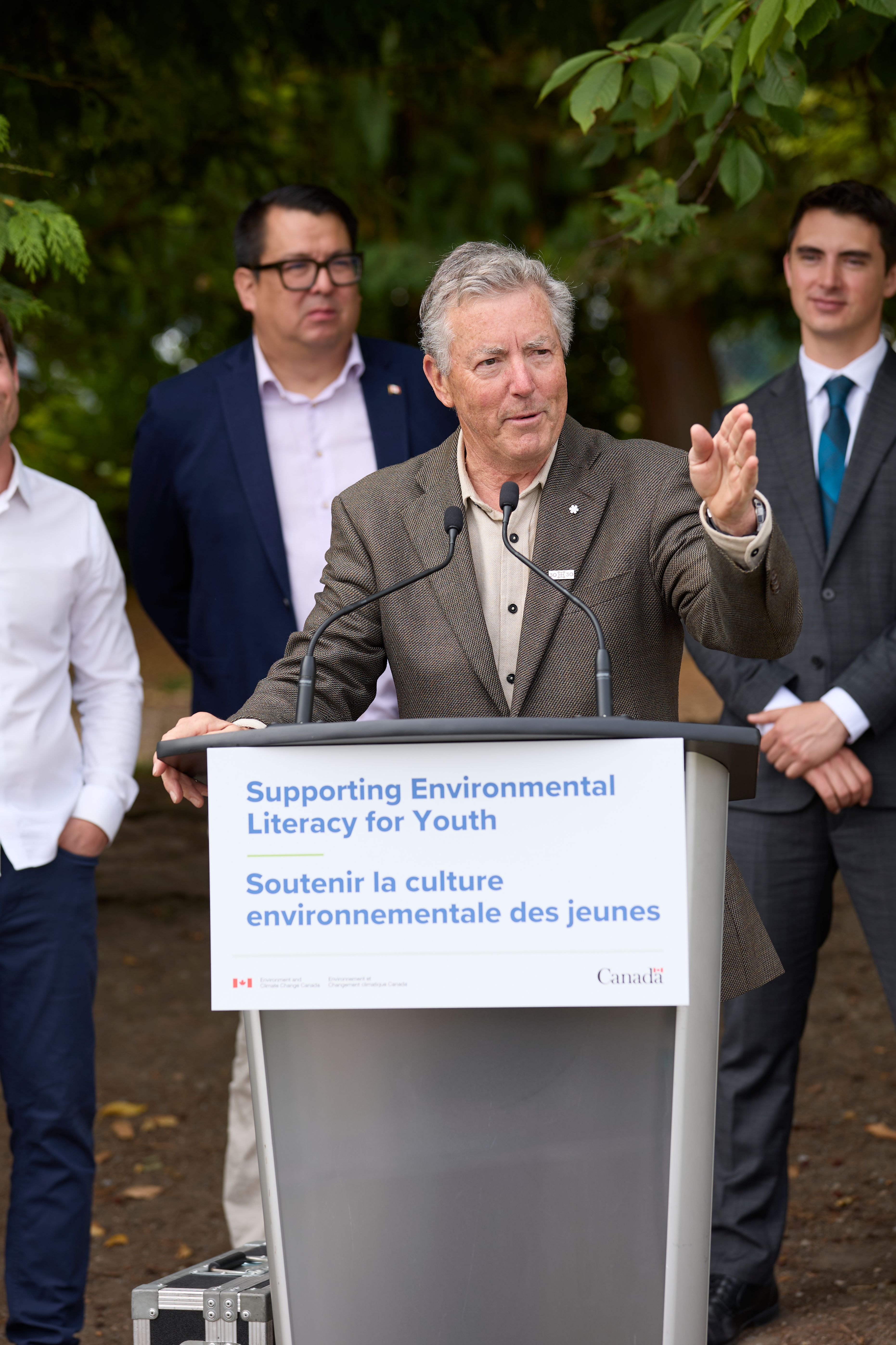 Ross Beaty, Chair, BC Parks Foundation talks at a podium
