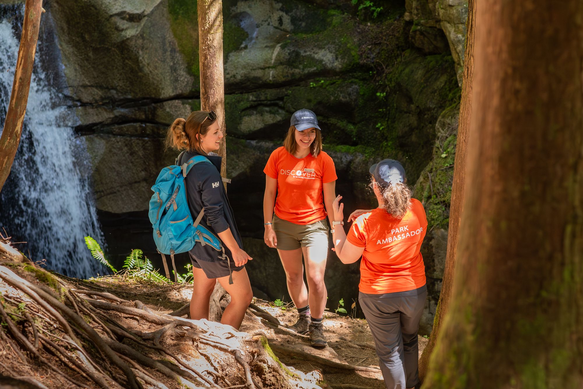 Woman on Nature Walk with two Discover Parks Ambassadors