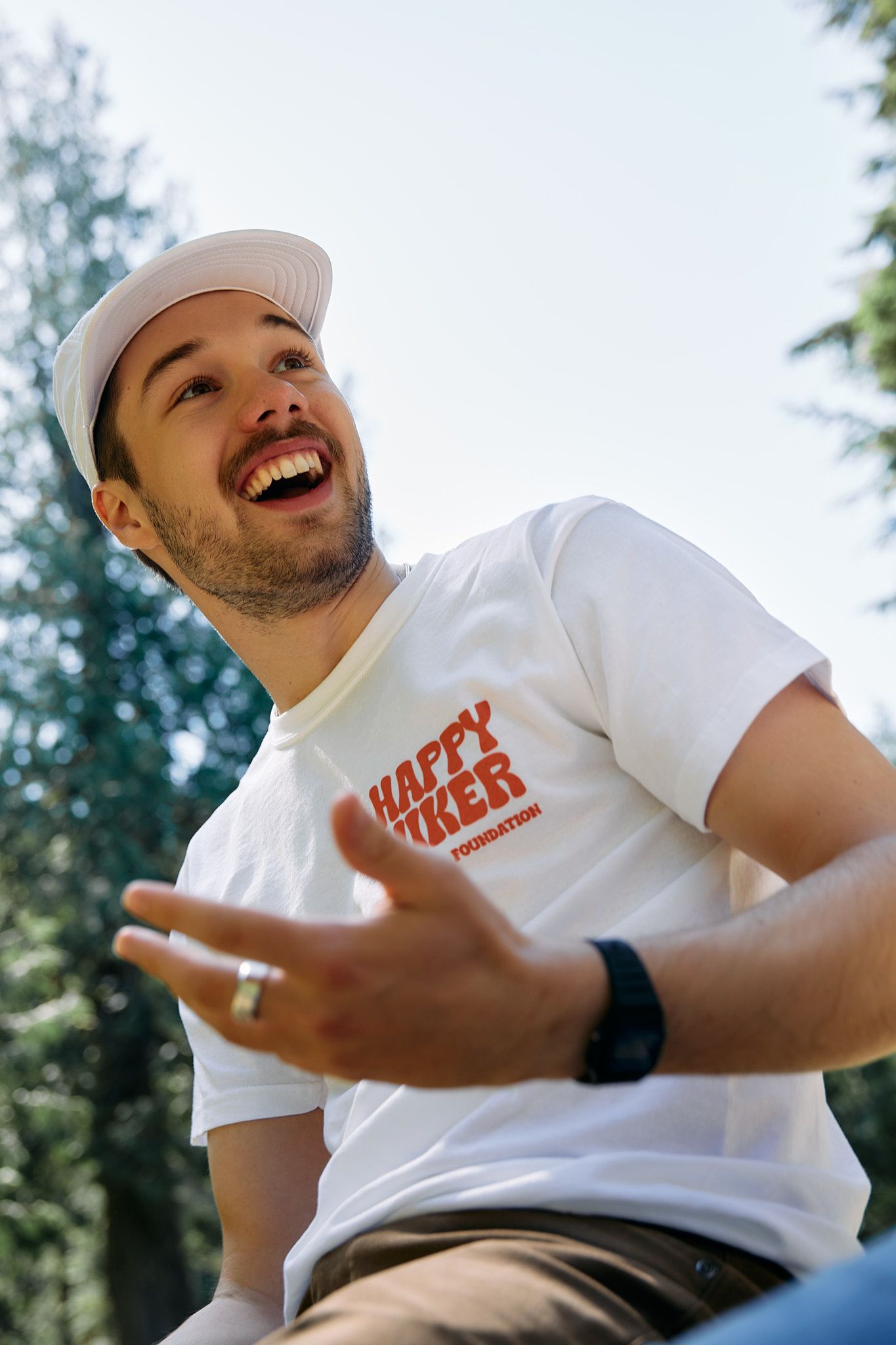 Person wears Happy Hiker shirt