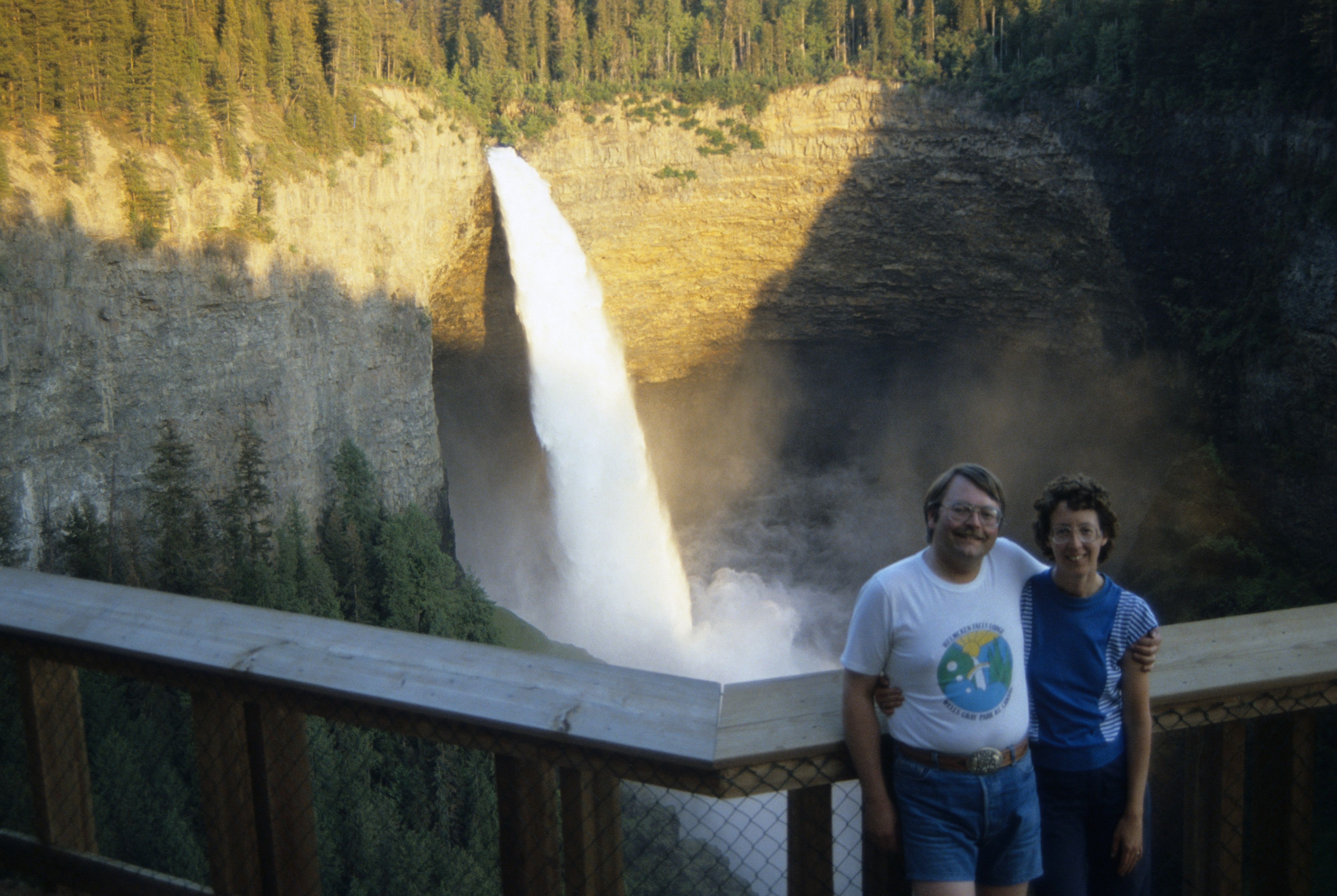 Roland and Anne in 1987, shortly after their engagement in front of Helmcken Falls. 