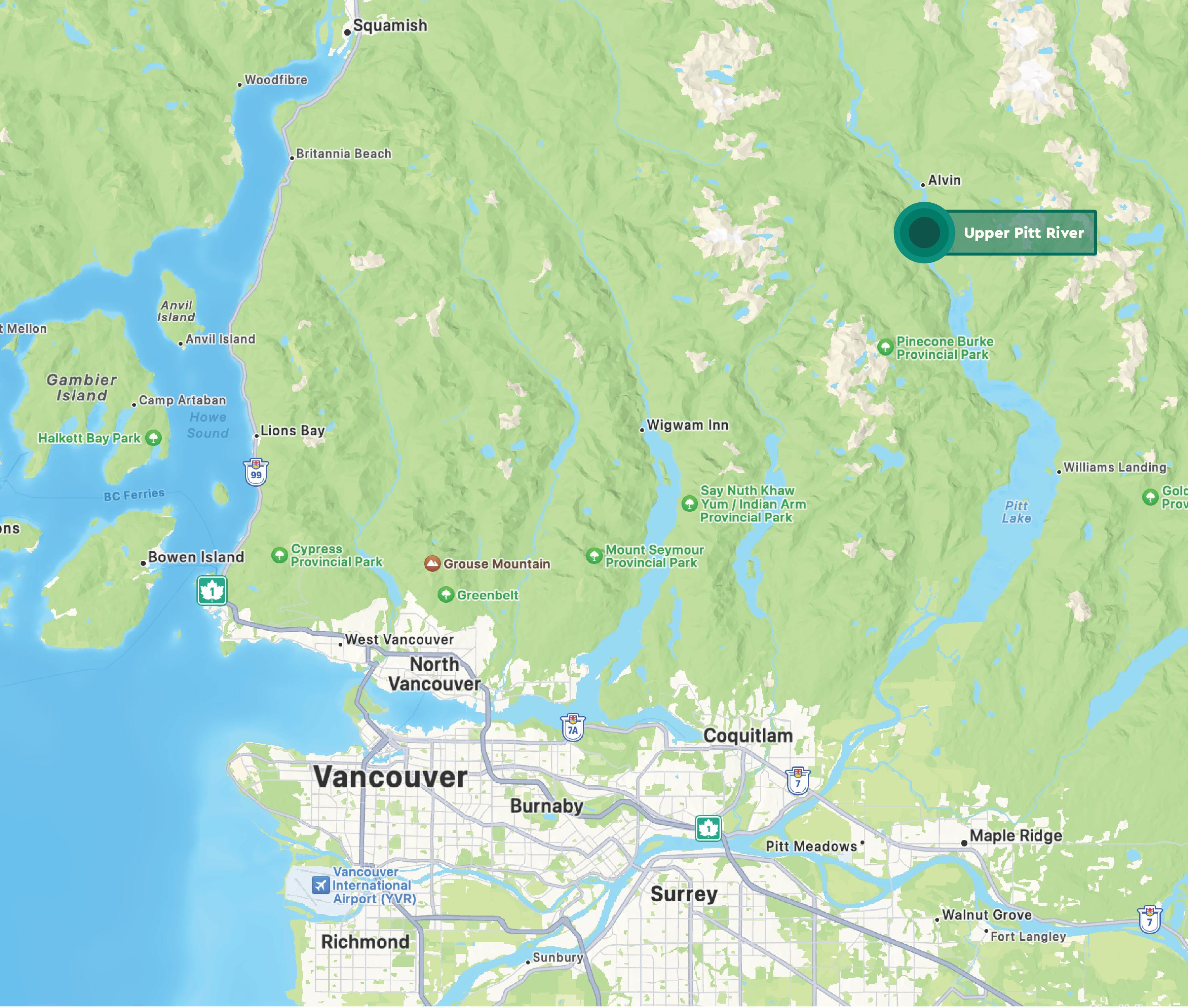 Map of Upper Pitt River