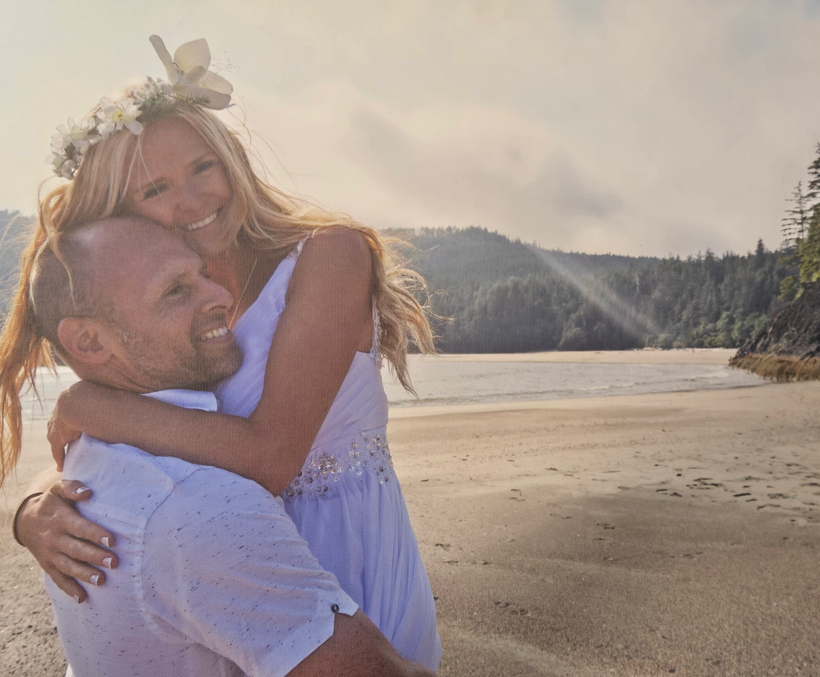 Monika and her husband on their wedding day, San Josef Bay, Cape Scott Park 