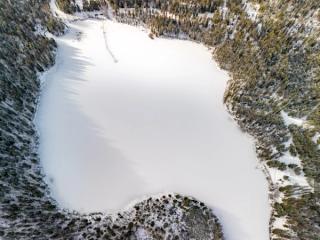 Aeriel shot of Rosebud Lake