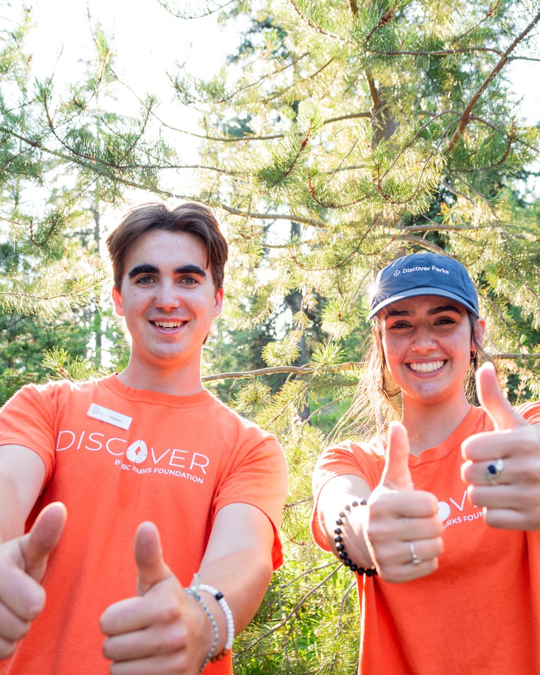 Discover Parks Ambassadors give thumbs up to camera