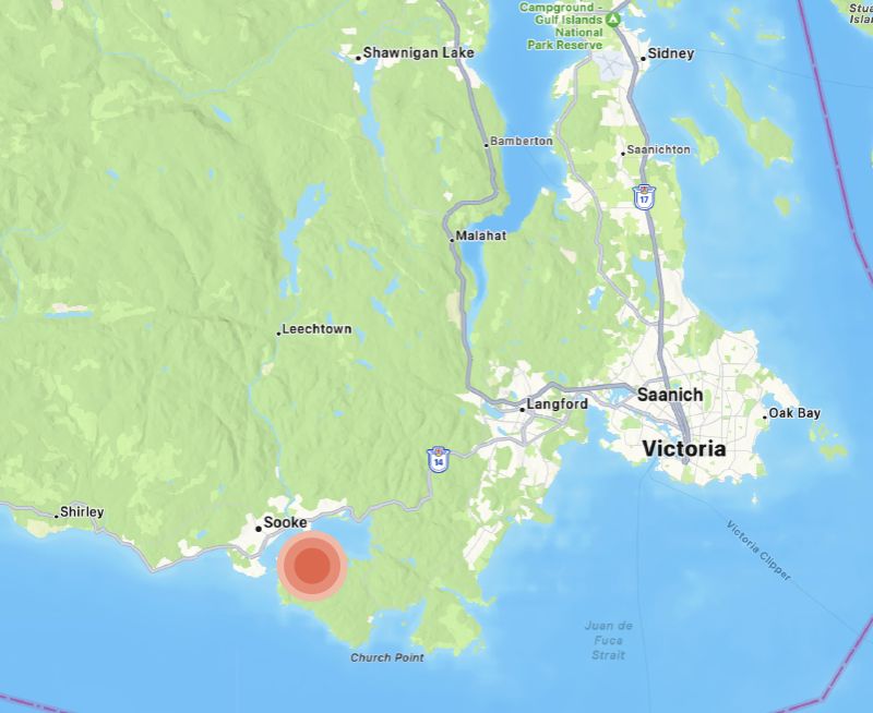 Map of East Sooke protected property