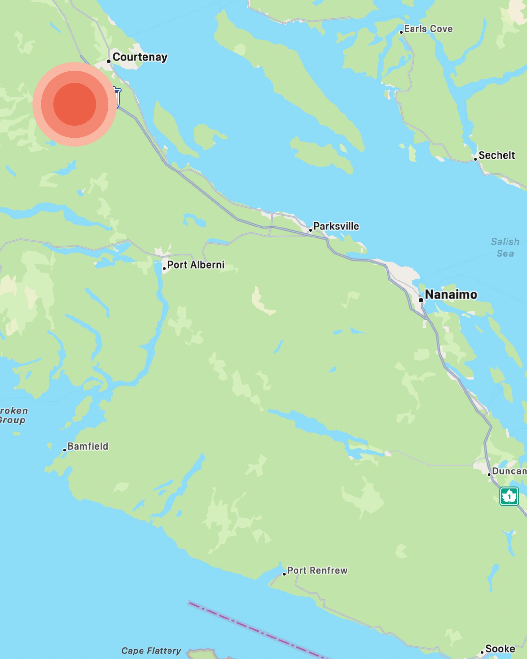 Map of Puntledge Forest on Vancouver Island