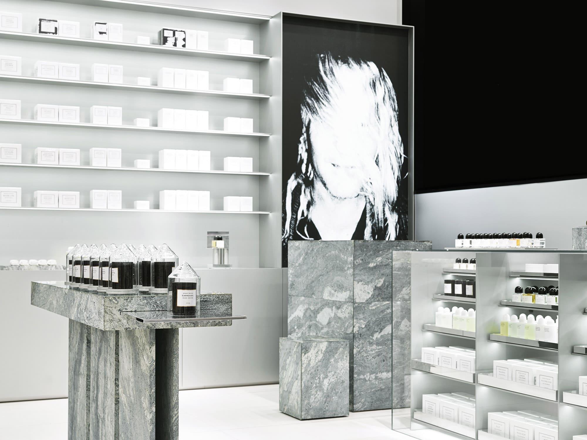 Interior design by Halleroed for Byredo in Åhlens, Stockholm — image 4 of 5