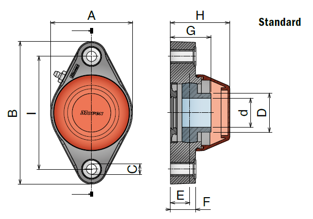 514FA9101 - Palier couvercle fermé pour axe Ø30 mm